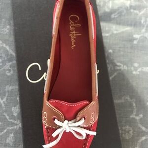 Cole Haan Air Tali Boat Shoes Red and Brown Nubuck Leather Moccasins
